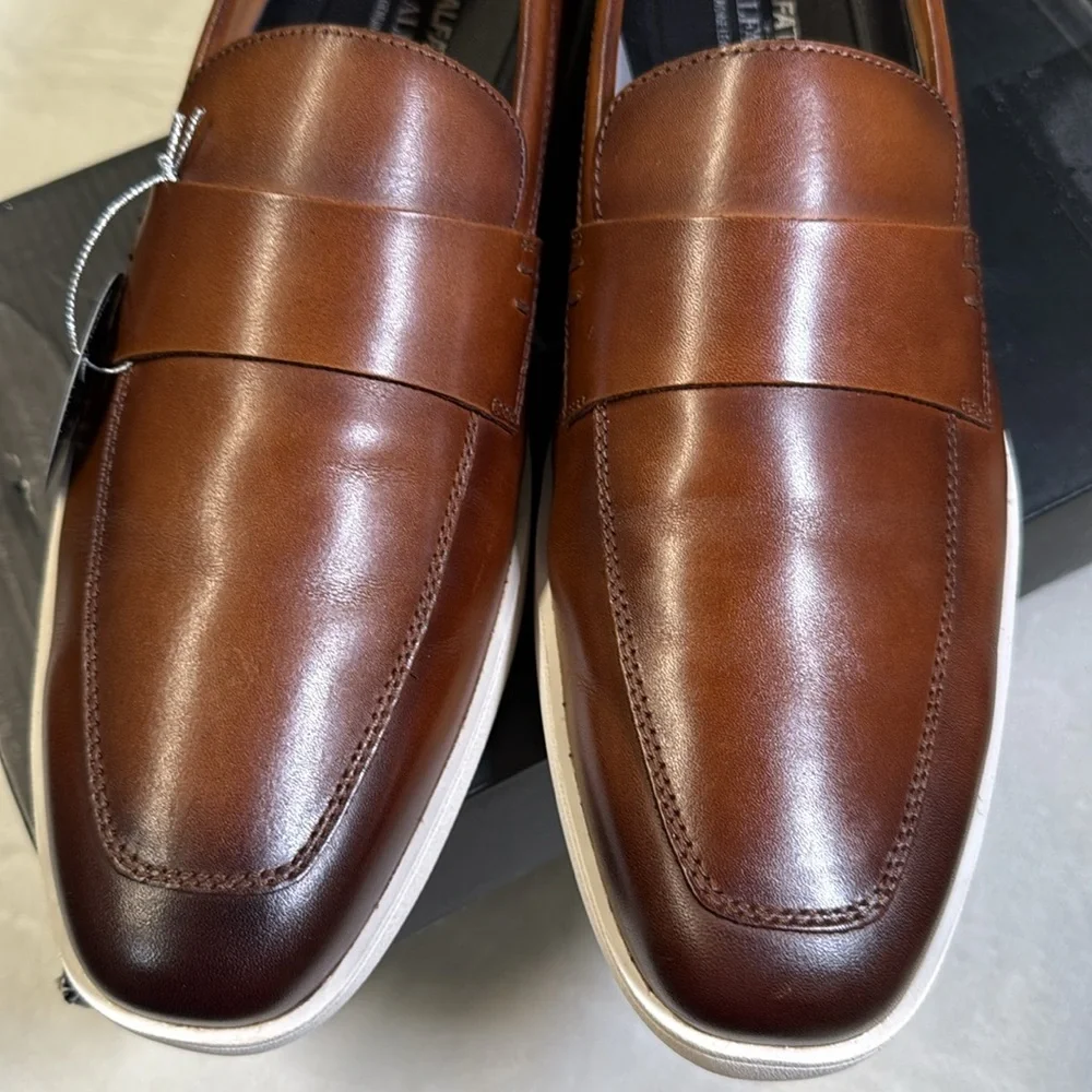Alfani Men’s Callumm Leather Slip-On Saddle Loafers- Size 10.5 - Burnt Copper